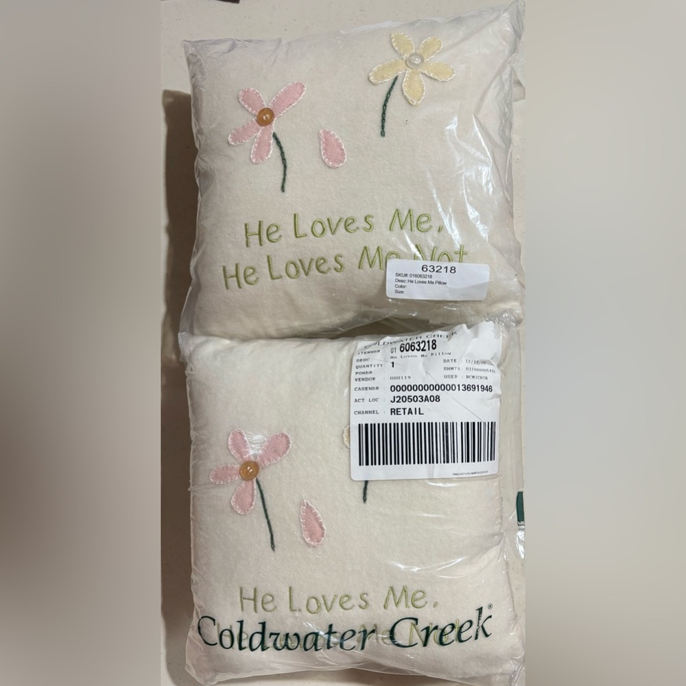 Coldwater Creek Cream Floral Embroidered Pillows NWT
